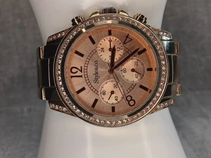 Style & Co Chronograph Watch Womens Rose Gold Tone Stainless Steel Rhinestones - Picture 1 of 11