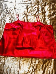 Size 32 Silky Slippery glossy shiny Cami Top Red - Picture 1 of 17