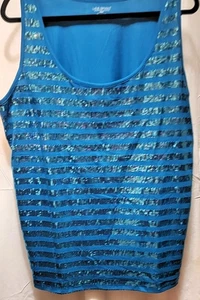 Lane Bryant Turquoise Sequin Sleeveless Tee Shirt Great for Layering Size 18/20 - Picture 1 of 4
