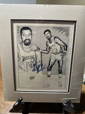 Walt Chamberlain Autograph “Peace” - Black & White Print By Mario Demarco - Image 1 of 4