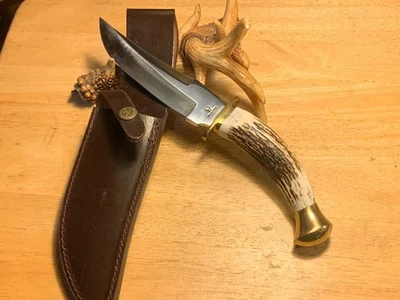 Vintage Frost Whitetail Hunting Knife and Leather Sheath - Image 1 of 4