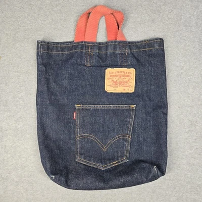 Vintage Levi’s 501 Big E Denim Tote Bag Now! Designs San Francisco Red Straps  - Image 1 of 4