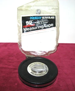 Cinta métrica de fibra de vidrio Keson Industries 50 pies cinta métrica vintage Japón - Imagen 1 de 4