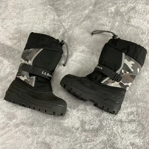 Stivali da neve L.L Bean bambini neri e mimetici foderati taglia 12 isolati Northwoods - Foto 1 di 7