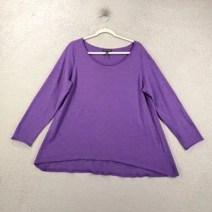 Suéter para mujer Eileen Fisher grande púrpura manga larga cuello barco pulóver top - Imagen 1 de 8