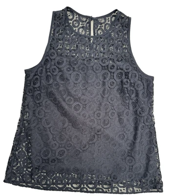 Top Nanette Lepore negro de encaje sin mangas caprichoso gótico tranquilo de lujo minimalista Foto 1 de 4