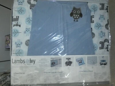 JUEGO DE 4 SÁBANAS CUNA CORDEROS E HIEDRA EDREDÓN POLVO VOLANTES ACURRUCARSE DORMIR NUEVO EN CAJA Foto 1 de 3