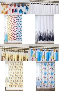 POLYESTER FABRIC READY MADE BATHROOM SHOWER CURTAINS PVA RINGS SOLD SEPARATELY - Picture 1 of 9