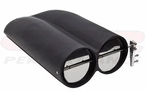 SMOOTH BLACK ALUMINUM SHOTGUN STYLE SCOOP SINGLE OR DUAL 4 BARREL FOR CHEVY FORD - Picture 1 of 1