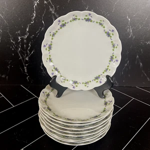 Vintage Lot 9 Kaiser Romantica Viola Pattern Violets Dessert Plates W Germany - Picture 1 of 5
