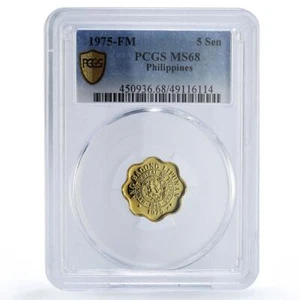 Philippines 5 sen Republic Coinage Melchora Aquino KM-206 MS68 PCGS coin 1975 - Picture 1 of 3