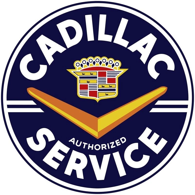 Servicio de Automóviles Cadillac en Azul NUEVO Letrero 40" Diámetro Redondo USA ACERO 15 libras Foto 1 de 1
