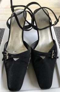 IMPO Black Vantage Strappy Dressy Heels Rhinestones Cocktail Shoes Women’s 8M - Picture 1 of 12