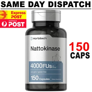 Horbaach Nattokinase Gluten Free 150 Capsules 4000FU Supplement FREE AU SHIPPING - Picture 1 of 3