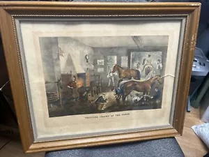 Currier & Ives Trotting Cracks at the Forge pubblicato da I. B. Fischer Co. 1946 - Foto 1 di 6