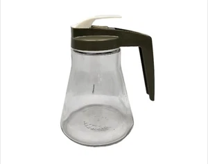 DISPENSADOR DE JARABE DE VIDRIO TRANSPARENTE ANDROCK DE COLECCIÓN TAPA DE PLÁSTICO VERDE BOQUILLA DE EMPUJE PARA PULGAR - Imagen 1 de 6