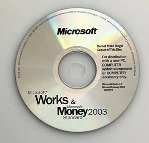 Microsoft Works 7.0 and Money 2003 Standard CD-ROM Software Disc With Key - Picture 1 of 5