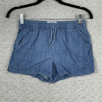 Pantalones Cortos Denim Azul Marino Antiguo Niñas Grandes 10-12 Azul Cambray Cintura Elástica Cordón Foto 1 de 4