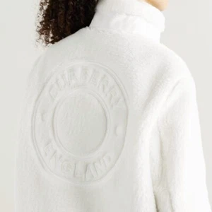 BURBERRY 8048989 BUSHLEY Logo Embroider Fleece Sherpa Jacket Teddy Fur Coat XS-S - Picture 1 of 8
