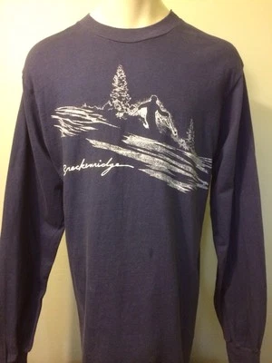 Vtg 80s 90s Ski Breckenridge Blue Cotton Long Sleeve T-Shirt Mens L Retro Skiing - Image 1 of 4
