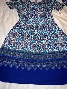 LuLaRoe XL 18/20 Blue/Orange Paisley Ornate Dip Floral Unicorn 🦄 16/18 New NWT - Picture 1 of 15