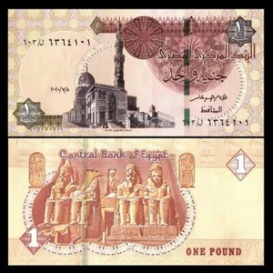 Banknote - 2020 Egypt, 1 Pound, P71 UNC, Qaitbay mosque (F) Abu Simbel temple(R) - Picture 1 of 1