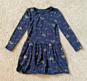 BCBGirls Long Sleeve - Silver Hearts & Stars- Black Dress-Size M (6/7) - Picture 1 of 6