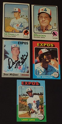 1970's - MONTREAL EXPOS - BASEBALL - MLB - AUTOGRAPHS - CARDS (5) - ORIGINAL - Image 1 of 4