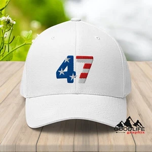 Trump 47 American Flag MAGA Fitted Baseball Hat for Men Women - Picture 1 of 30