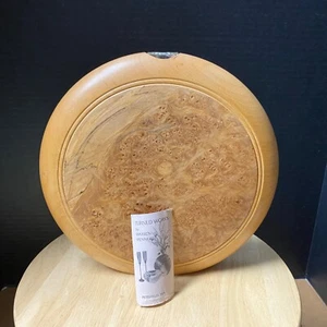 Jarrón de madera de arce burl torneado firmado por Warren Vienneau 1993 9,5" con tubo - Imagen 1 de 11