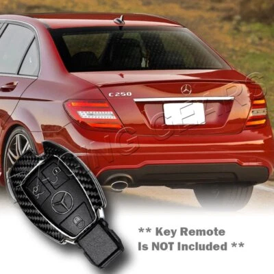 REAL CARBON FIBER REMOTE KEY SHELL COVER CASE FIT MERCEDES-BENZ C180/200/250/300 - Image 1 of 4