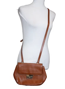 Vtg LK Bennett London Tobacco Pebbled Leather Bag Crossbody Made in Italy - Picture 1 of 13
