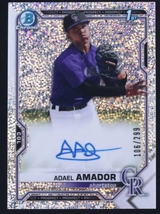 2021 Bowman Chrome Prospects Speckle Refractor /299 Adael Amador Rookie Auto RC - Picture 1 of 2