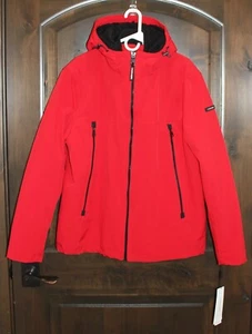 Giacca Cappotto Calvin Klein A Prova di Vento/Umidità Rosso Nero Accenti Taglia Large L NUOVA - Foto 1 di 7