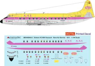 MEMODEC Vickers Viscount VC-814 Nora Air Service (1971) (1/144, 1/200, 1/100)
