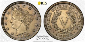 1898 Liberty V Nickel 5C PCGS MS62 #0055 - Picture 1 of 5