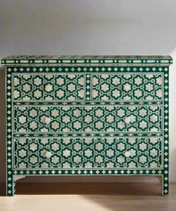 Bone Inlay Chest of Drawers Floral Design - Picture 1 of 10