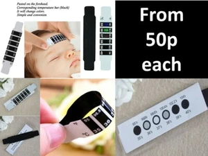 STIRNTHERMOMETER STREIFEN FIEBER ERKÄLTUNG BABY KIND ERWACHSENE *** je 50p *** - Bild 1 von 11