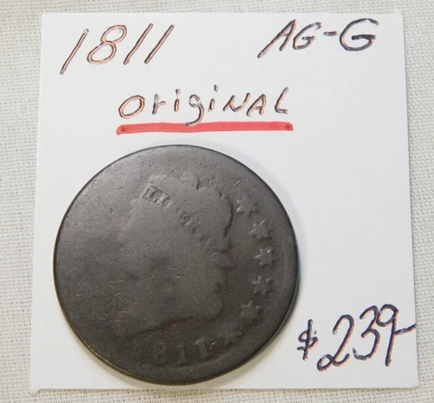 1811 CLASSIC HEAD 100% ORIGINAL KEY DATE LARGE CENT !!!!!!!!!!!!!!!!!!!!!!!!!!⭐⭐ Cover