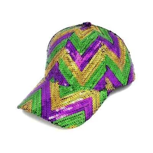 Gorra de béisbol Mardi Gras Chevron lentejuelas - Imagen 1 de 3