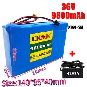 36V 10S2P 9800mAh Li-ion Battery Pack New 9800mAh Battery XT60+SM Connector - Picture 1 of 15