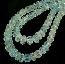 Blue Aquamarine Carved Melon Beads AAA+ quality 16 inches full necklace aquamari