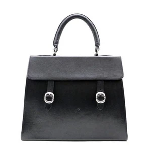 CHROME HEARTS Handbag Top Handle Black Magnetic Closure Leather Silver Unisex - Picture 1 of 12