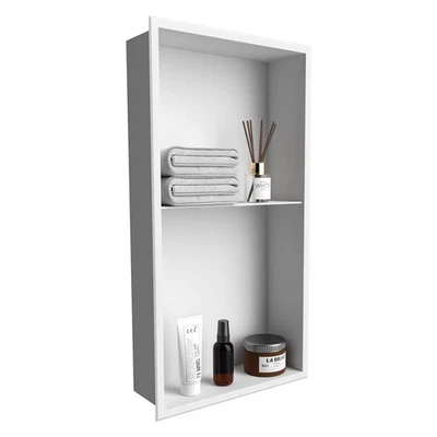 Organizador de baño blanco mate nicho de ducha 12" x 24" SIN azulejo necesario-mancha... Foto 1 de 4