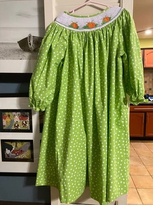 The Bailey 男孩 6 码缩褶南瓜连衣裙感恩节主教袖子 — 第 1/4 张图片