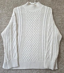 J. Crew Damen langer Baumwollpullover Zopfmuster Stehkragen Small BD709 #24 - Bild 1 von 16