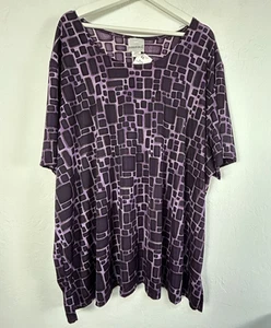 Fashion Bug Women's Tunic Top Stretchable Pebble Print Purple Plus Size 4X NWT - Picture 1 of 7
