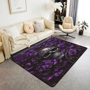 Tappeto Zona Teschio Zucchero 6'6" x 4'11",Viola Rosa Tappeto Floreale per Bambini Ragazzi Gir... - Foto 1 di 6