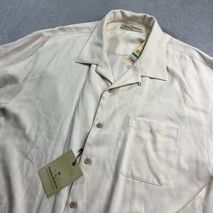 Tommy Bahama Button Up Hemd Herren Large Beige 100% Seide Cayman Island Camp Shirt - Bild 1 von 8