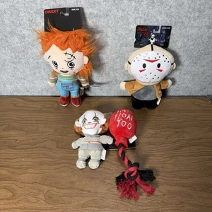 Lot Of 4 Dog Toys Jason Friday The 13Th Chuckie Child’s Play It Clown & Balloon - Picture 1 of 8